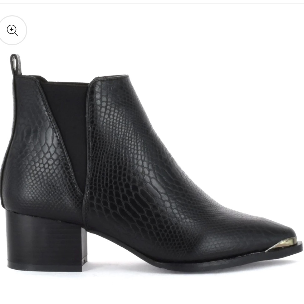 Madison Python Pointed Bootie- Black- Size 8